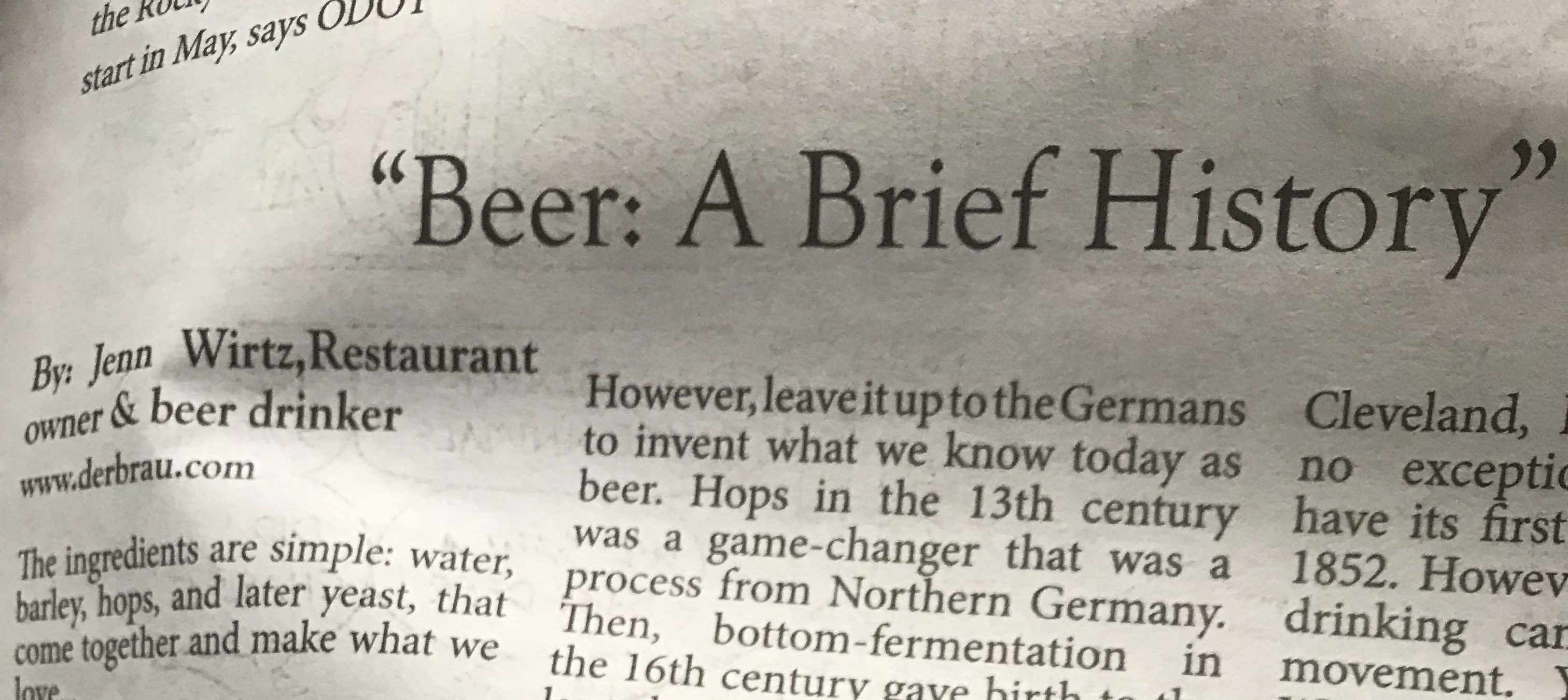 Beer: A Brief History: – The West Park Times